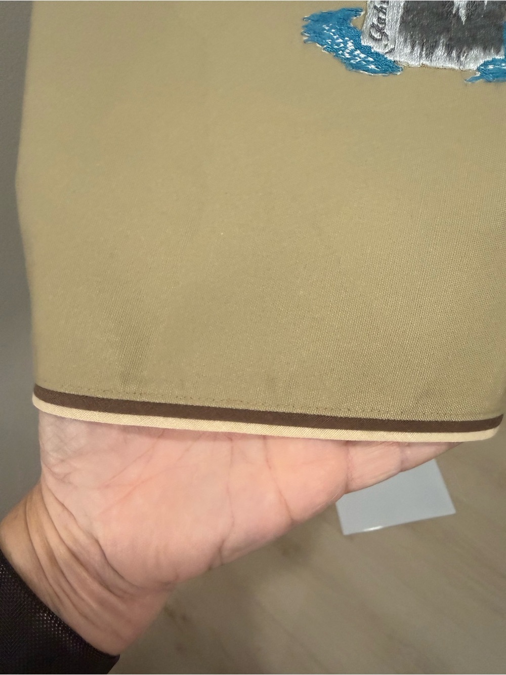 Khaki A-Line Midi Skirt with Embroidered Pelican - Picture 6 of 6
